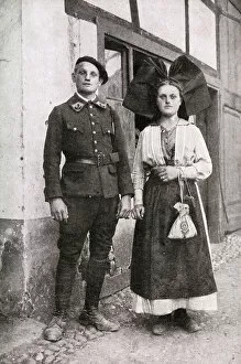 Images Dated 29th August 2018: Soldier reunited with his fiancee, Alsace, France
