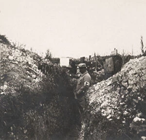 Images Dated 26th March 2018: Soldier in a trench on the Western Front, WW1