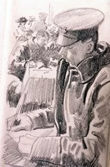 Soldier writing, WW1