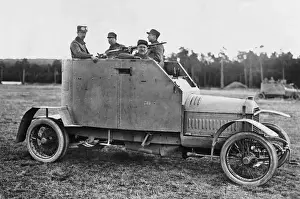 Soldiers in an armoured car during WWI in America