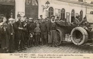Soldiers and others at Creil station, northern France, WW1