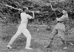 Practising Prints: Two soldiers doing bayonet practice, India