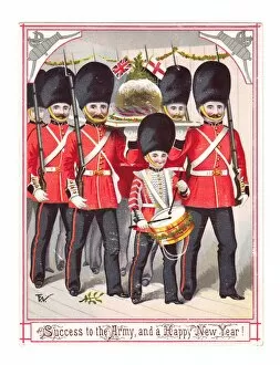 Puddings Gallery: Soldiers marching on a New Year card