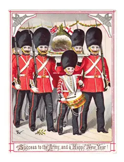 Puddings Prints: Soldiers marching on a New Year card