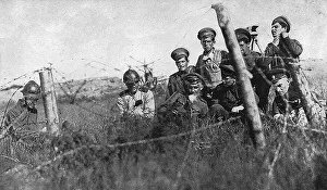 Images Dated 11th May 2017: Soldiers near the wire on the eastern front, Russia, WW1