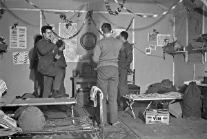 Mess Prints: Four soldiers playing darts in an army hut