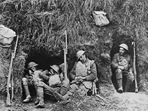 Warfare Prints: Soldiers resting in trench 1918