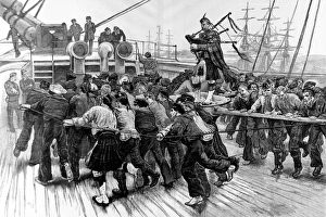 Images Dated 22nd June 2004: Soldiers and Sailors Manning a Capstan, 1873