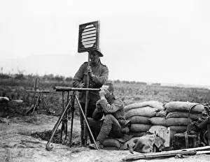 Two soldiers using a signalling shutter, WW1