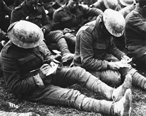 Helmets Prints: Soldiers writing home