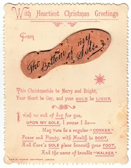 Sole with comic verse on a Christmas card