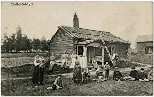 Images Dated 9th August 2016: Solleron, Dalarna County, Sweden - House and villagers