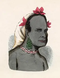 Solomons Prints: Solomon Islands: native man of Wanu (1 of 2) Date: mid-19th century