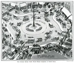 Londons Prints: Solving Londons traffic problems, roundabouts 1924