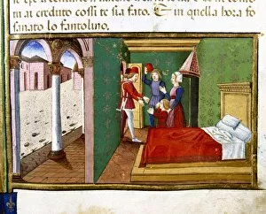 Healed Gallery: The son of the centurion, healed by Jesus, get out of bed. C