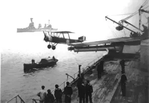 Sopwith 1. 5 Strutter taking off from gun platform