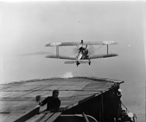 A Sopwith 2F1 Camel takes-off from HMS Pegasus
