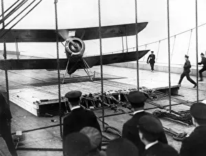 Sopwith Pup landing on deck of HMS Furious, WW1