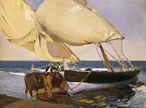 Joaqu Collection: SOROLLA, Joaqu�(1863-1923). Launching the Boat