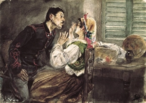 Joaquon Collection: SOROLLA, Joaqu�(1863-1923). Soldier and girl