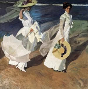 Fine Art Gallery: SOROLLA, Joaqu�(1863-1923). Walk on the beach