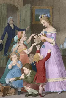 1832 Prints: The Sorrows of Young Werther, 1774. Werther surprises Charlo