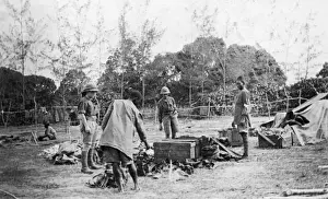 Sorting Prints: Sorting medical supplies, Schaedels Farm, Lindi, WW1