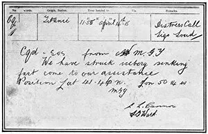 Images Dated 6th July 2011: SOS message from Titanic