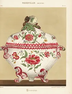 Generale Prints: Soup dish or soupiere with botanical decoration