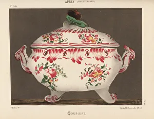 Faience Gallery: Soup dish or soupiere with lid from Aprey