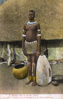 Finery Prints: South Africa - A M hlope Girl outside her house
