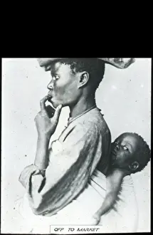 South Africa - Zulu Woman & Child Carrying Ducks