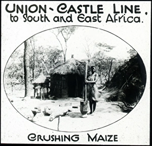 Maize Collection: South Africa - Zulu Woman Crushing Maize