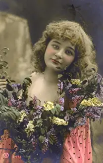 South African Beauty - portrait with bouquet of flowers