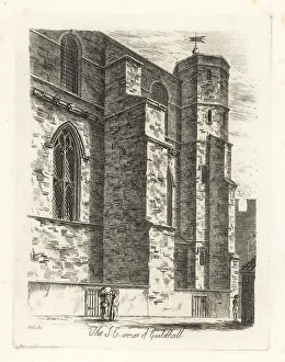 Antiquary Prints: The south-east corner of Guildhall, London, 1807