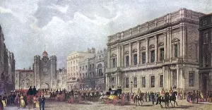 Palaces Prints: South end of St. Jamess St, The New Club House and St James