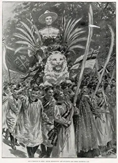 Images Dated 19th July 2021: South Kensington Arts Students marching through London, with a bust of Major-General