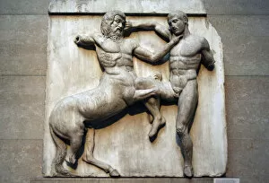 Mythological Gallery: South metope XXXI. Parthenon marbles depicting part of the b