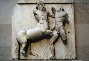 Remain Gallery: South metope XXXII. Parthenon marbles depicting part of the