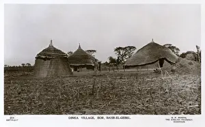 Bahr Prints: South Sudan - Dinka Tribal Village at Bor, Bahr-el-Jebel