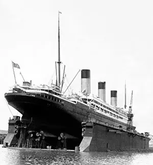 Southampton RMS Majestic in the Floating Dock probably 1932