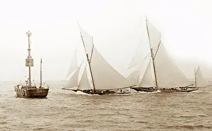 Southend Lightship and racing yachts
