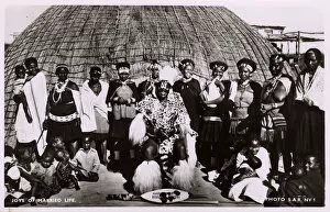 Southern Africa - Zulu Chieftain with his many wives
