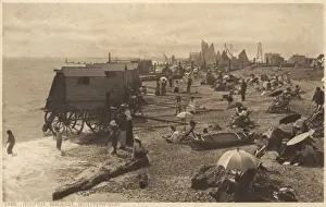 Sun Bathing Prints: Southwold, Suffolk - view of the beach