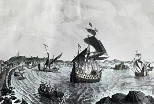 Lithography Prints: Spain (1525). The fleet under the comandment