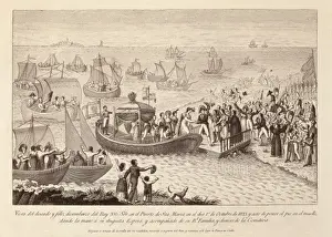 Spain (1823). Ferdinand VII of Spain disembarks