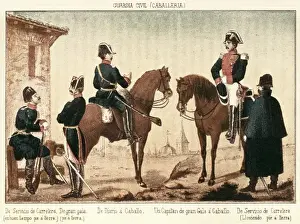 Spain (1858). Uniforms of the Civil Guard. Litography