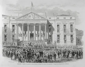 Parading Prints: Spain (1868). Madrid. Armed people parading in