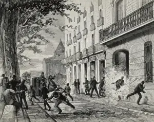 Spain (1884). Barcelona. Explosion of a grenade