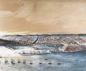 Spain (1888). Barcelona. Port of the city with